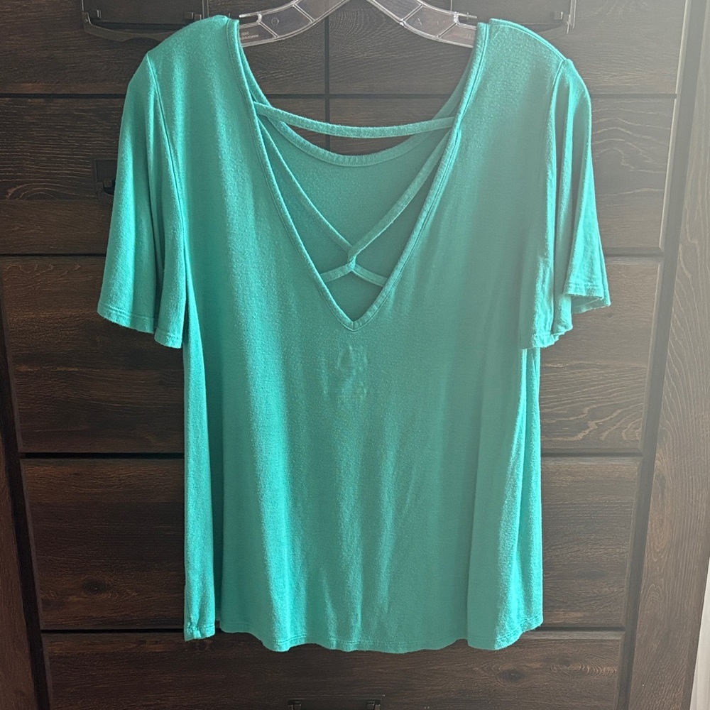 Maurices Aqua Short Sleeve Top - Picture 2 of 3
